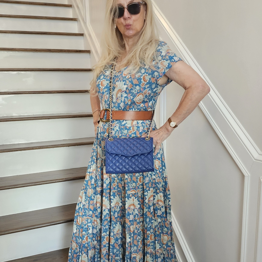 Rebecca Minkoff Ex Cond Light Navy Leather Quilted Crossbody Bag, $75